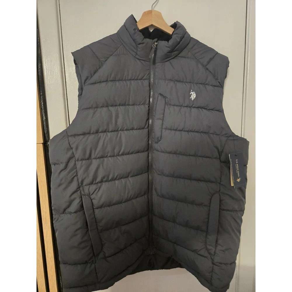 U.S. POLO ASSN Puffer Vest Coat Dark Gray Mens Size 3XLarge NEW With Tags Pocket